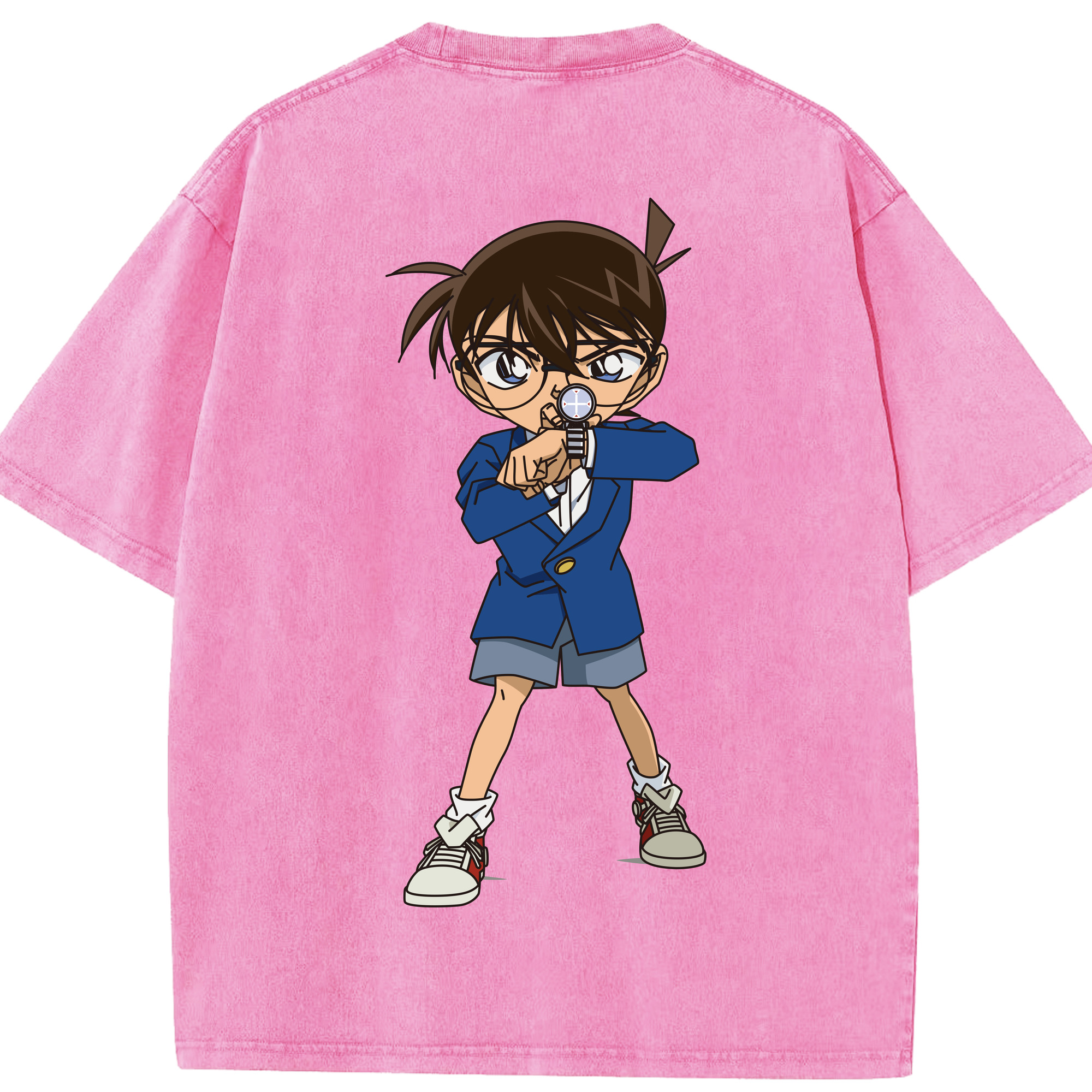 （画像用） 名探偵コナン 江戸川 コナン Detective Conan Conan Edogawa 綿100% ヴィンテージ風 半袖Tシャツ（背面プリント）